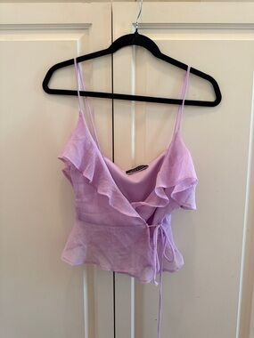 Blue Blush Lavender Ruffle Wrap Cami Top